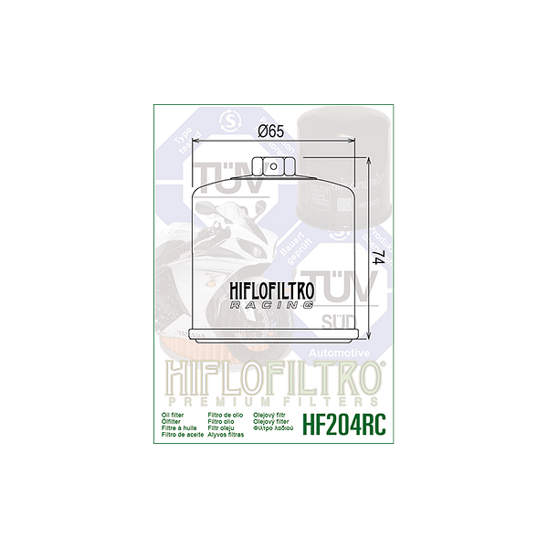 Medidas del filtro de aceite racing Hiflofiltro HF204RC